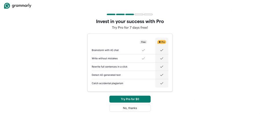 Grammarly
				onboarding ui page example