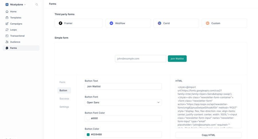 Loops screen example