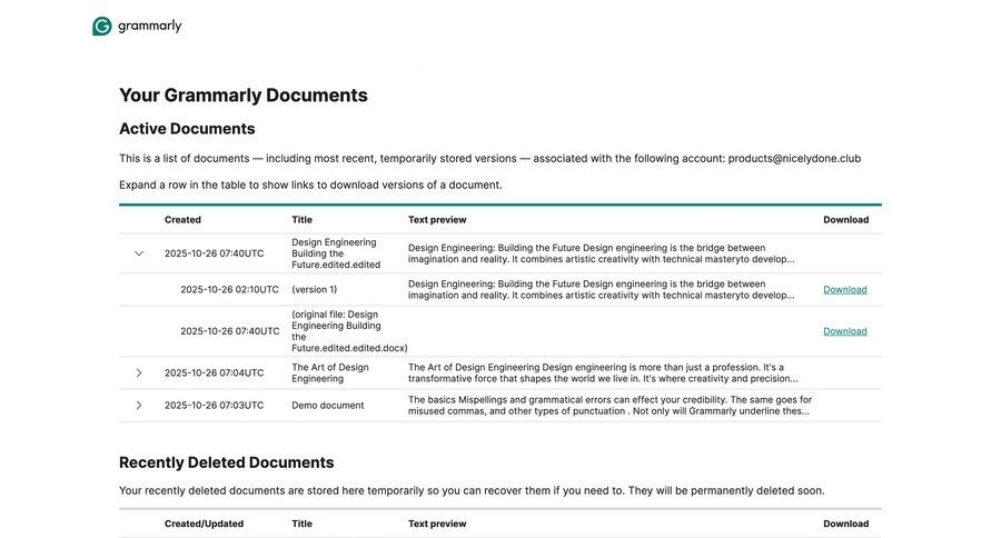 Grammarly screen example