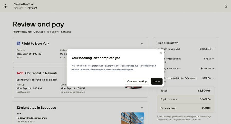 Travelperk
				checkout ui page example