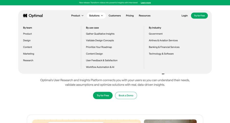 Optimal
				dropdown & other states page example