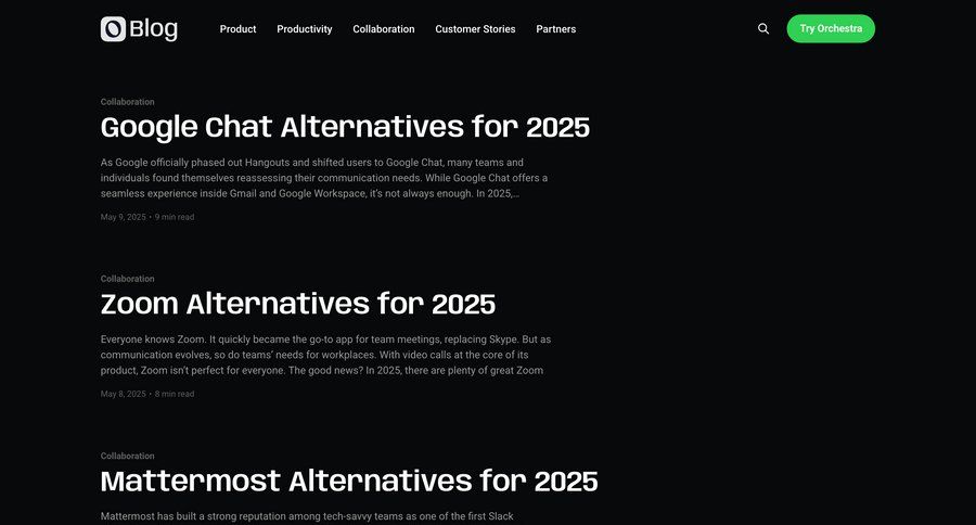 Orchestra
				blog page example