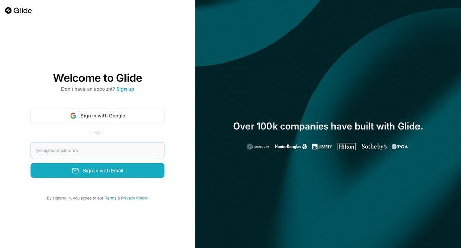Glide
				signin page example