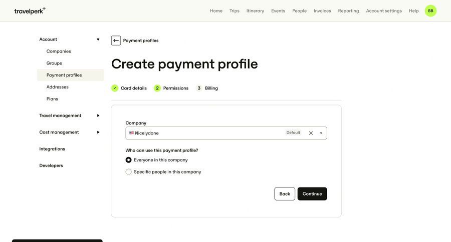 Travelperk screen example