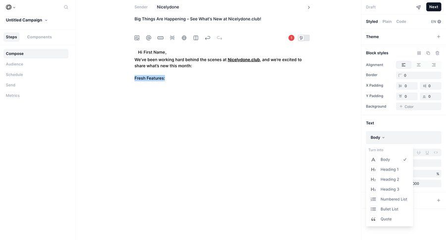 Loops screen example