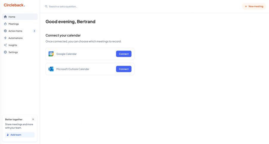 Circleback screen example