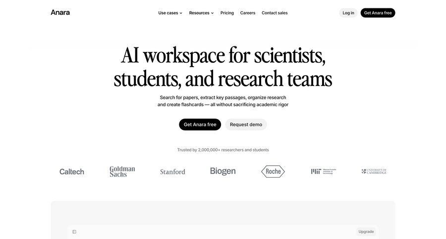 Anara
				landing page ui page example