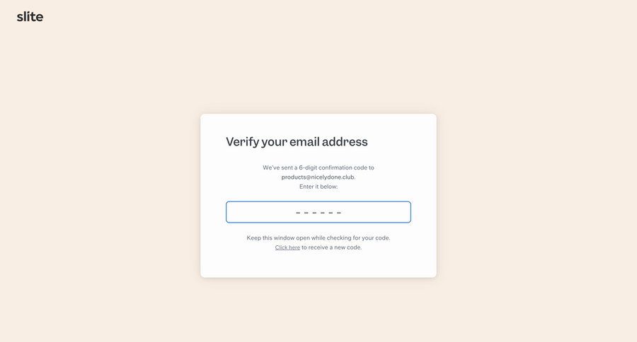 Slite
			 form authentication email verification ui page example