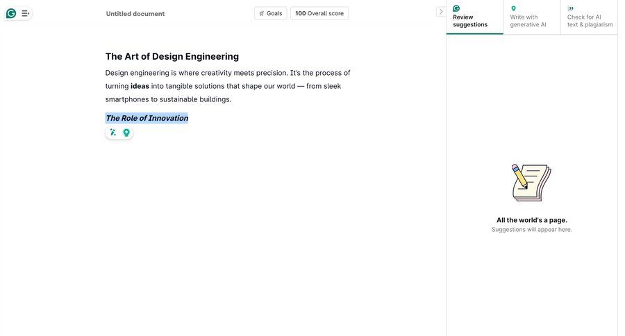Grammarly screen example