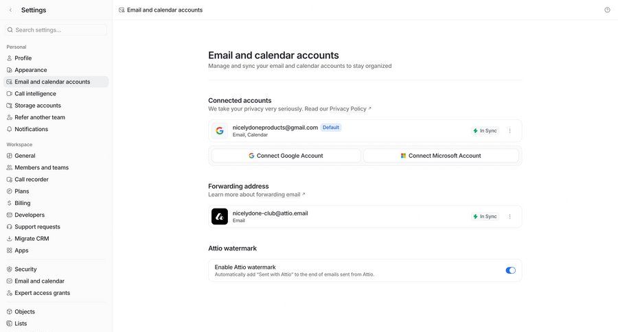 Attio
				settings ui page example
