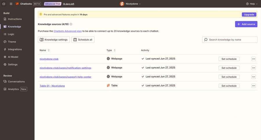 Zapier
			 configuration settings onboarding full-screen layout schedule knowledge management sidebar alert menu table ui page example
