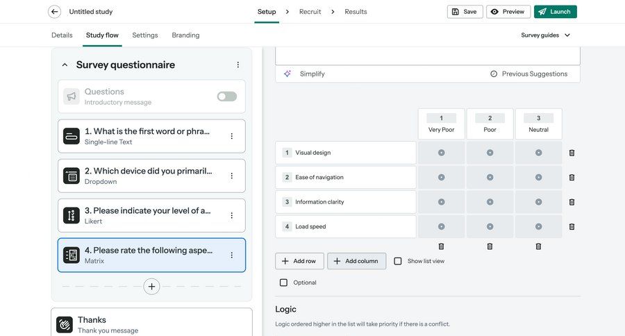 Optimal screen example