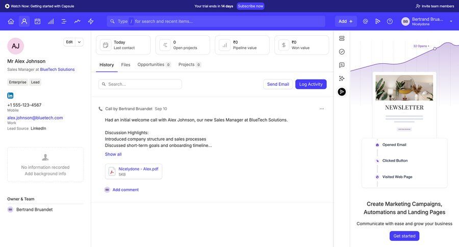 Capsule
			 team collaboration file upload right sidebar menu analytics ui page example