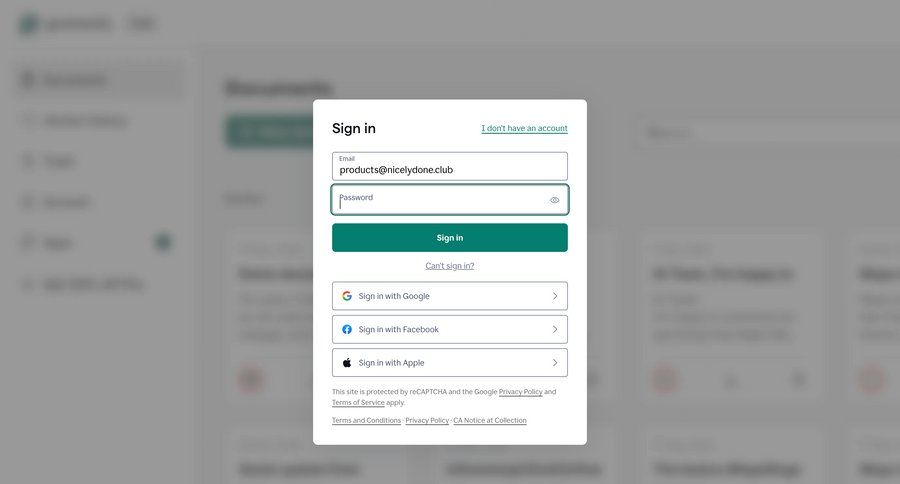 Grammarly screen example