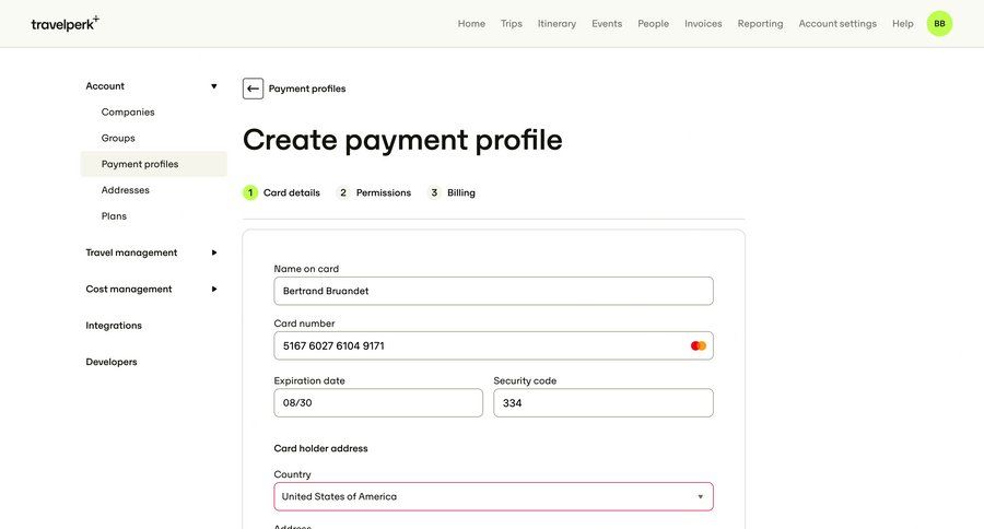 Travelperk screen example