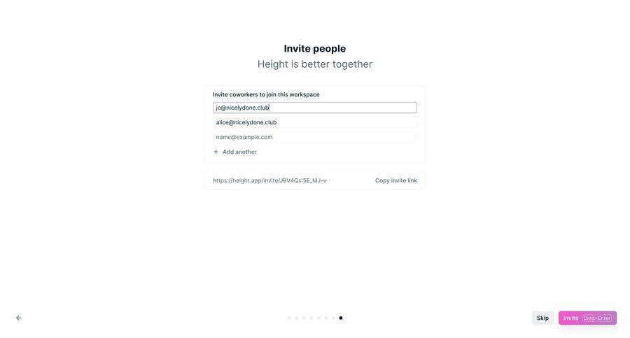 Height adding team members screen example