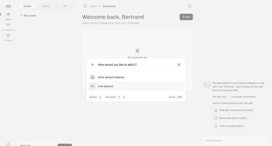 Maybe Finance screen example