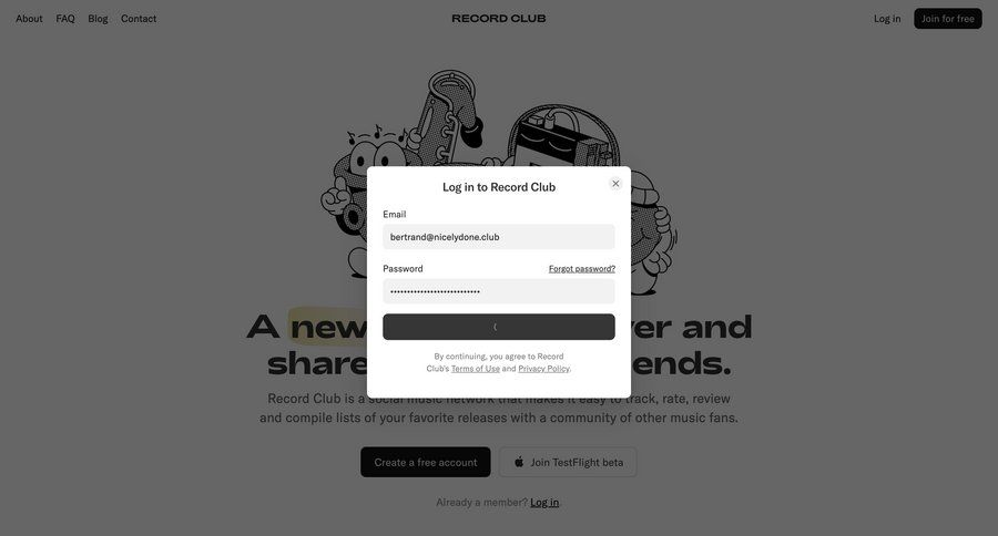 Record club
			       ux ui design
