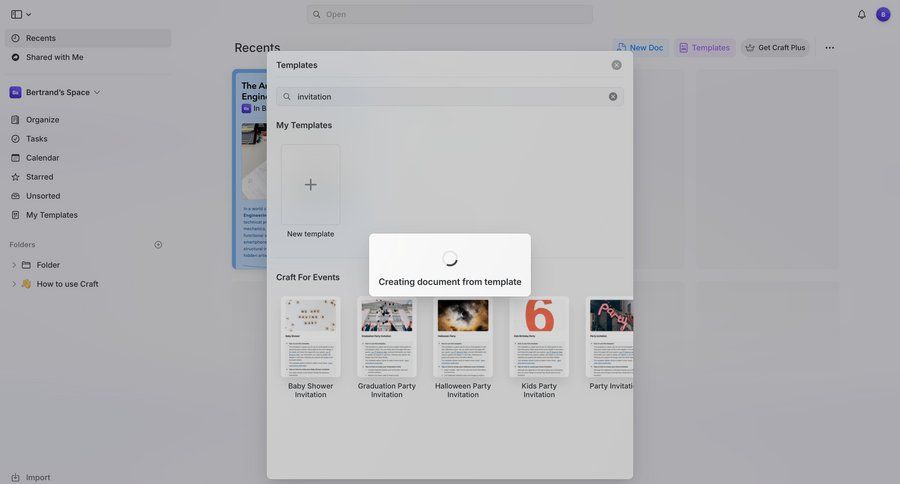 Craft screen example