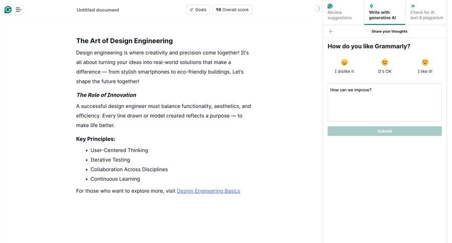 Grammarly screen example