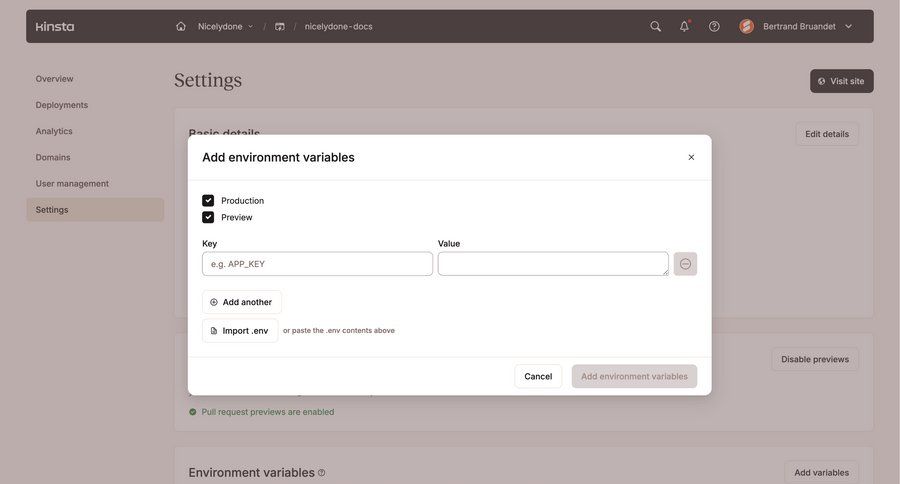 Kinsta screen example