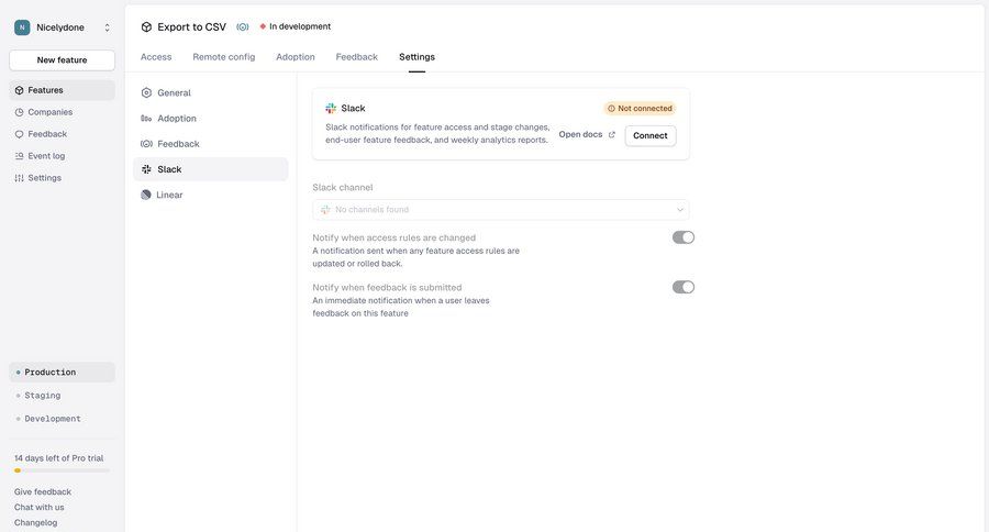 Reflag
			settings integration settings notification settings configuration settings ui page example