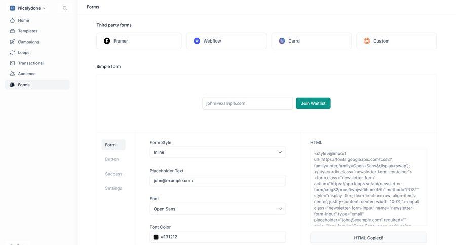 Loops screen example
