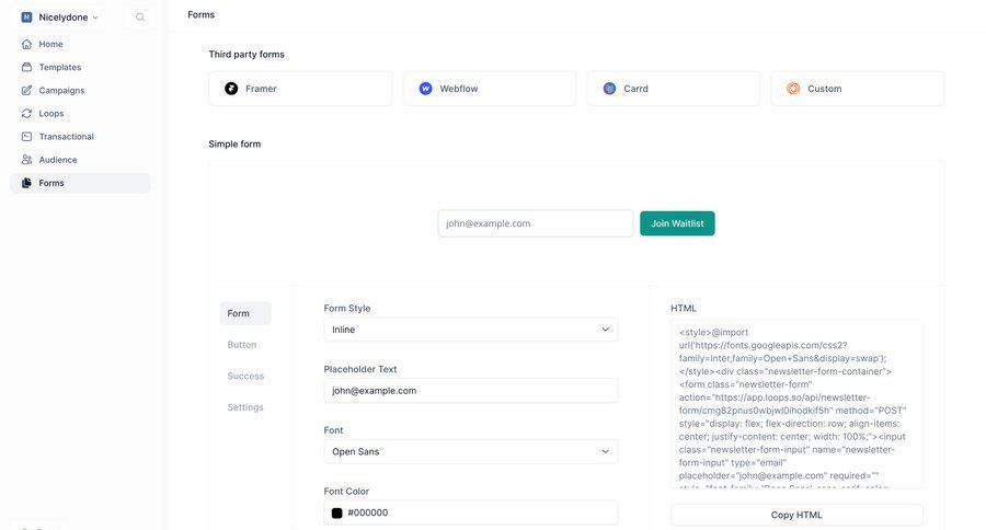Loops screen example