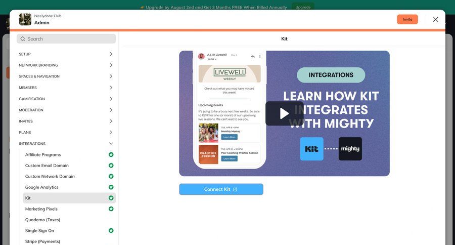 Mighty
			 settings sidebar navigation integration setup sidebar connection integration ui page example