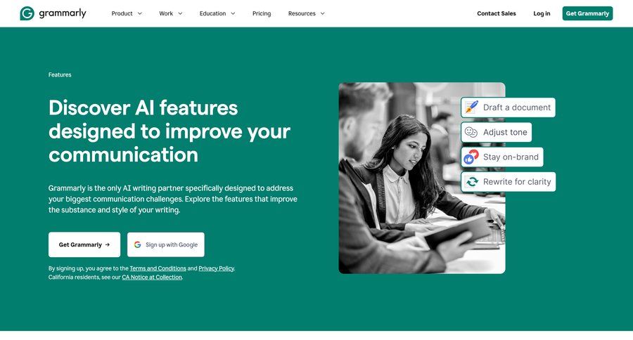 Grammarly
				product page ui page example