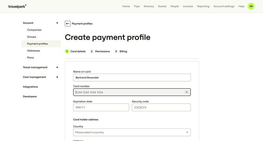 Travelperk screen example