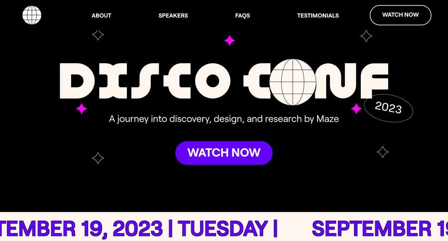 Maze
			events marketing website design ui page example