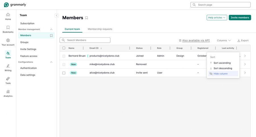 Grammarly screen example