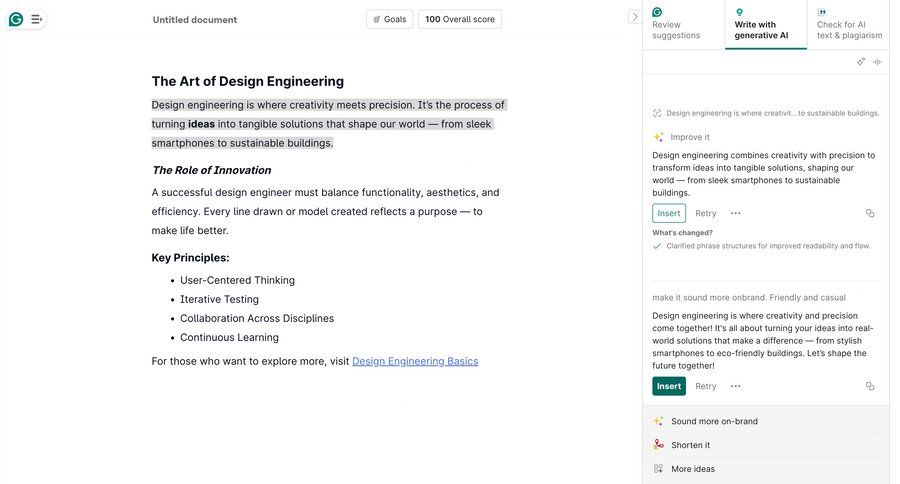 Grammarly screen example