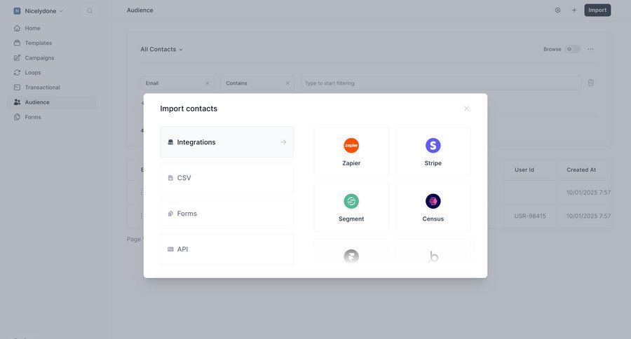 Loops screen example