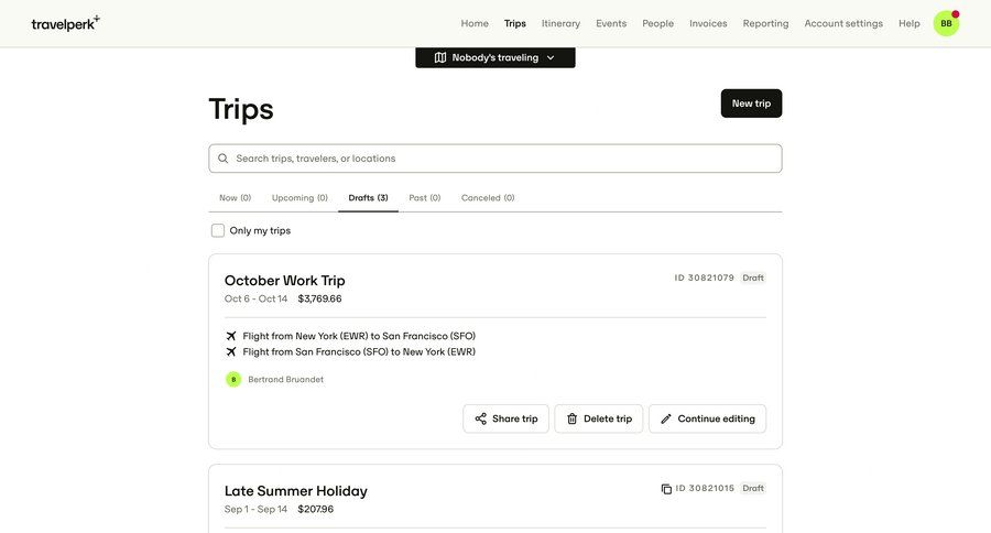Travelperk
				list ui page example