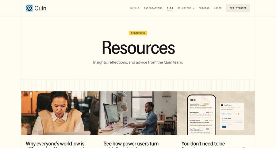 Quin
				blog ui page example