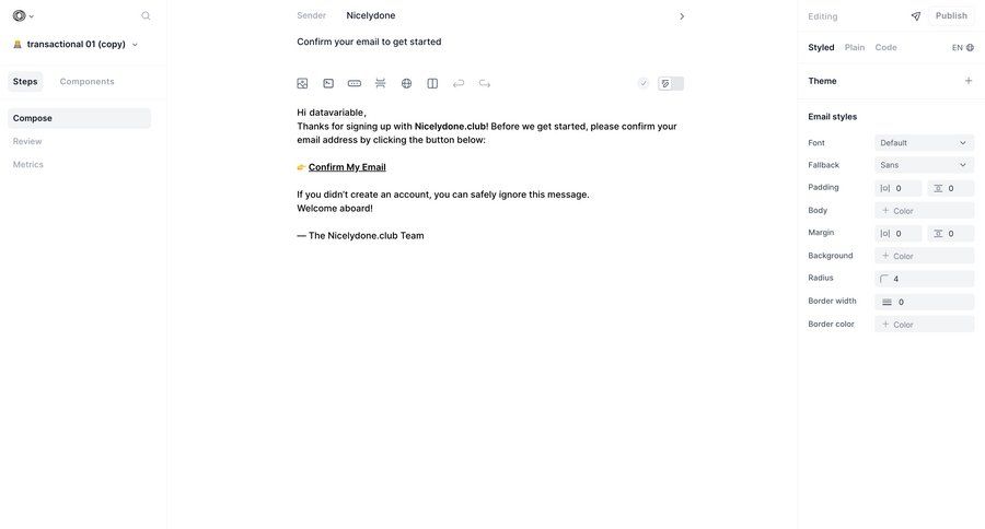 Loops screen example