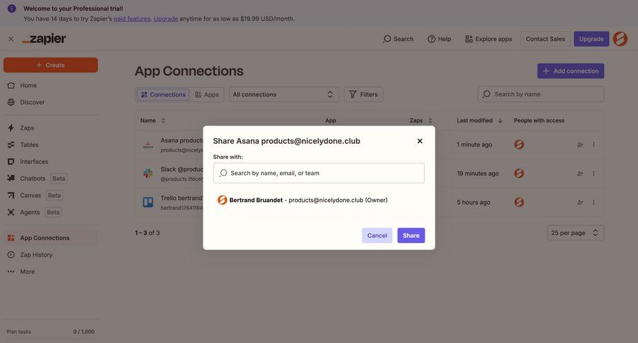 Zapier
			 collaboration settings user management account management user data ui page example