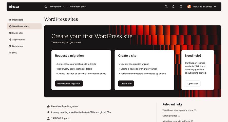 Kinsta screen example