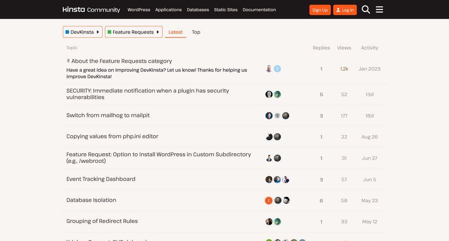 Kinsta
				list ui page example