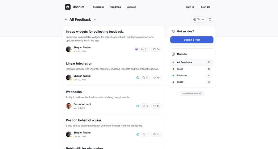 UserJot
				list ui page example