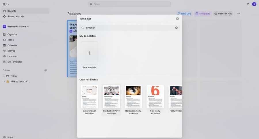 Craft screen example