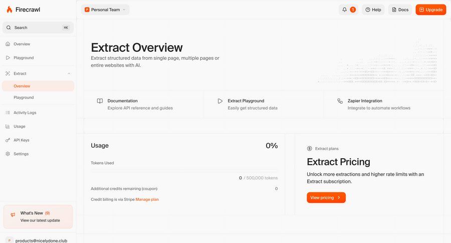 Firecrawl
			 dashboard sidebar navigation content hierarchy sidebar alert integration documentation progress bar ui page example