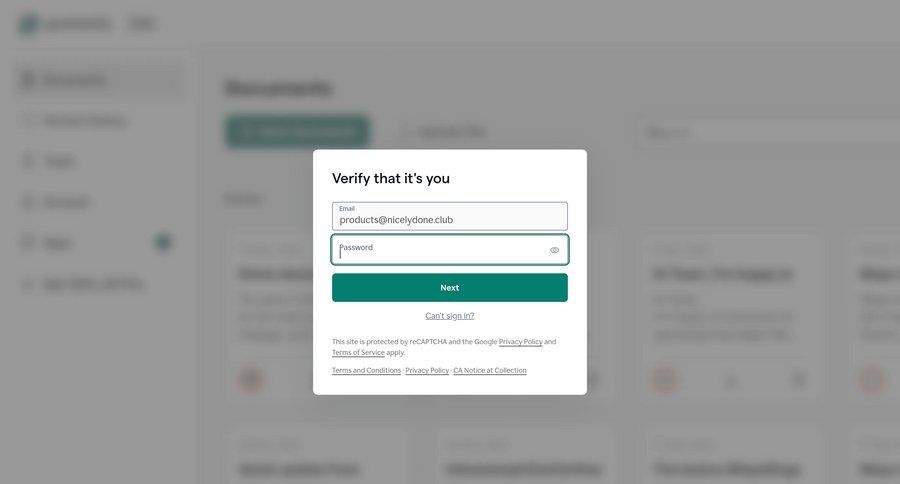 Grammarly screen example
