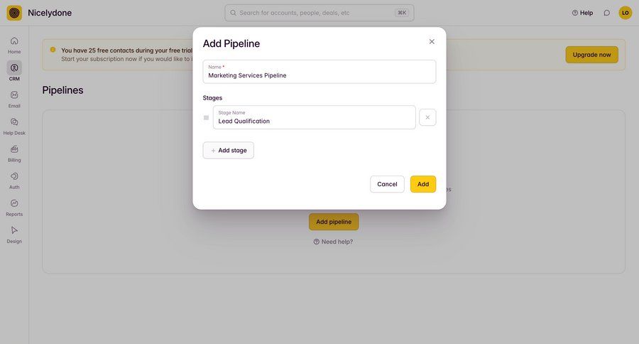 Outseta
			 modal screen onboarding form workflow automation cancel action ui page example