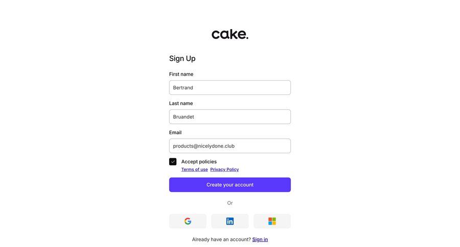 Cake screen example