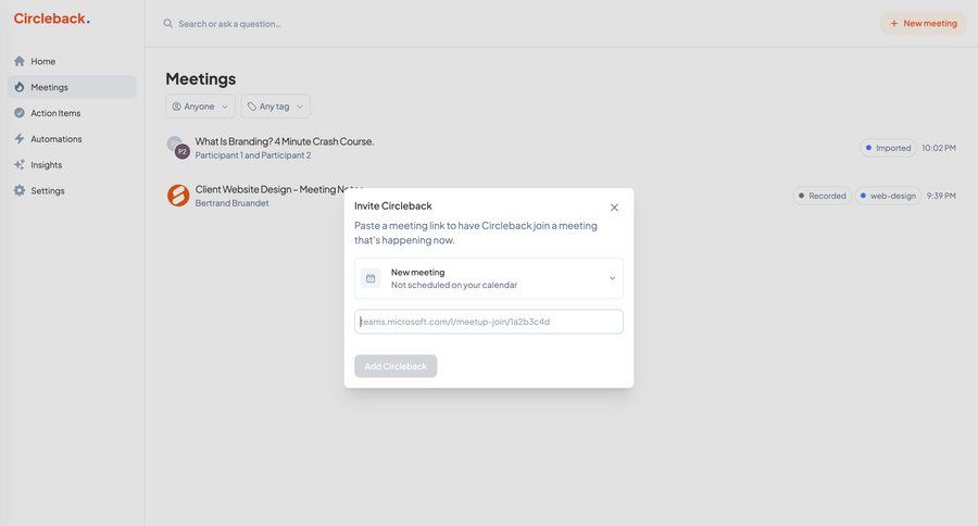 Circleback
			    ux ui design