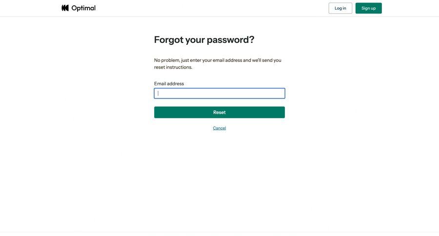 Optimal
				password reset page example