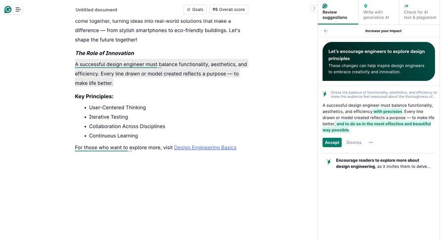 Grammarly screen example